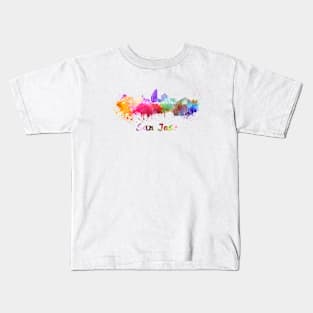 San jose skyline in watercolor Kids T-Shirt